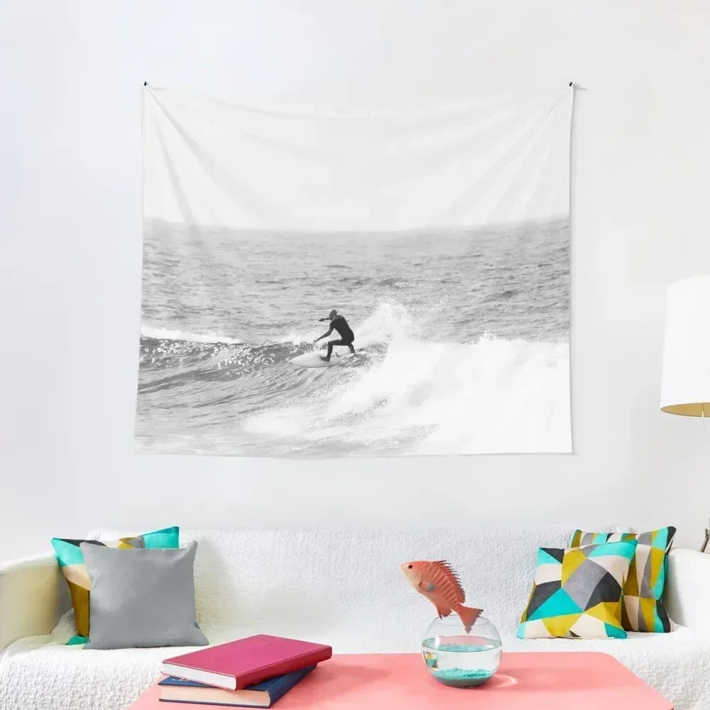 

Surfer on Wave in Open Ocean Tapestry Room Aesthetic Decor Bed Room Decoration Wall Hanging Decor Wall Tapestries Tapestry