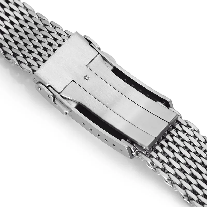 18/20/22mm Steel Shark Mesh for Omega 007 Seahorse Luxury Milanese Band Weave Solid Double Buckle Strap Men Watch Accessories