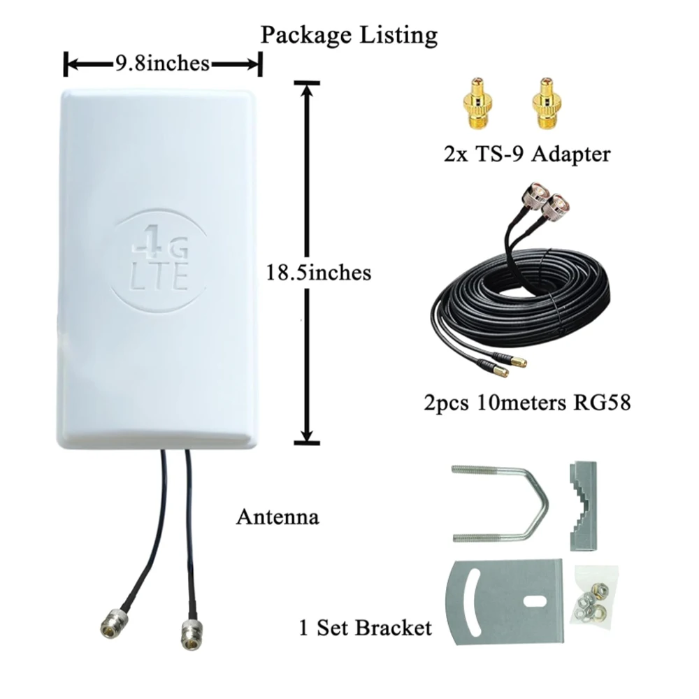 High Gain Outdoor 4G LTE MIMO Antenna - Amplify Mobile Cell Phone, Cellular 4G LTE Router,Modem,and Gateway Signals,with 10mSMA