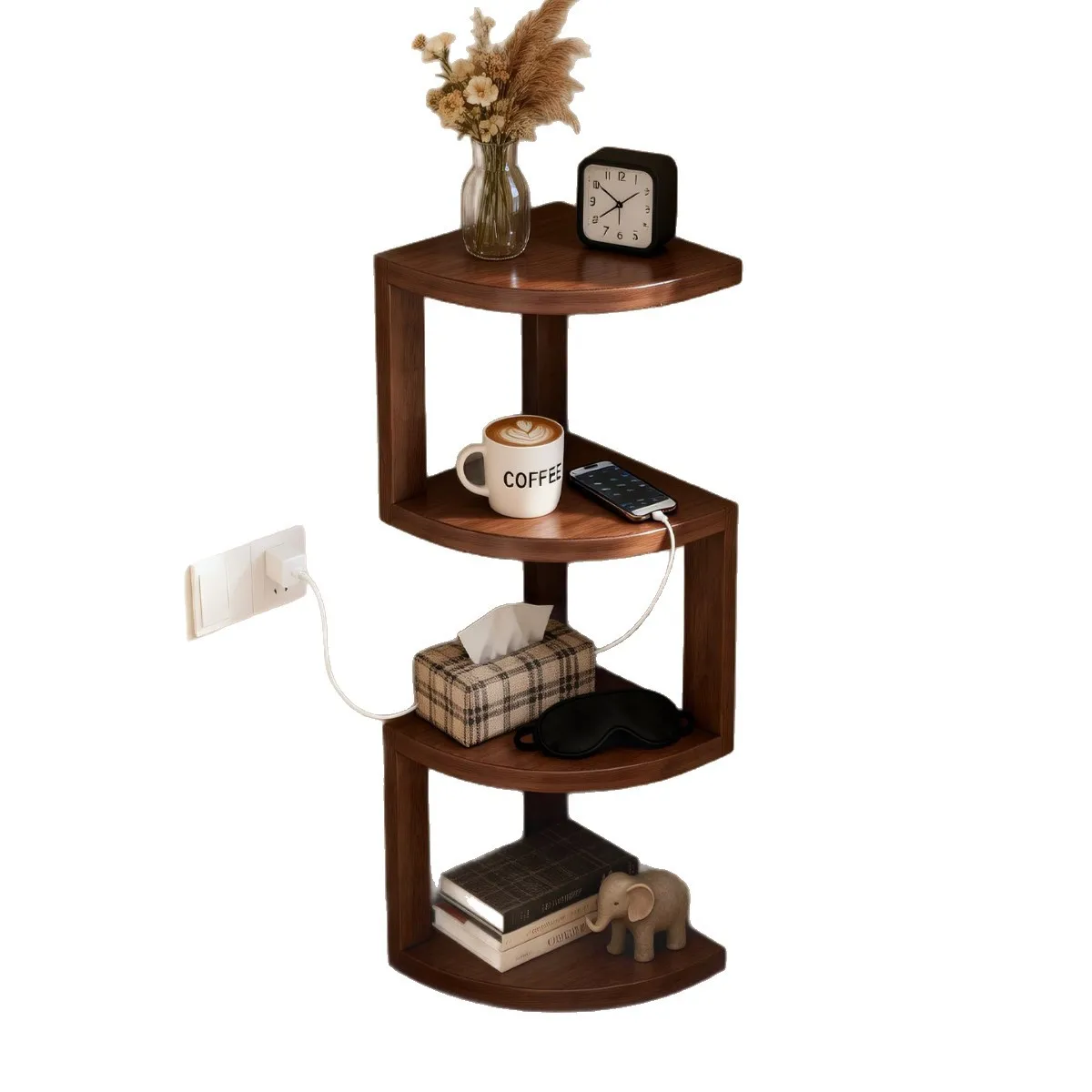 Solid wood rack household baffle modern corner ledge retro storage rack narrow slot small edge few simple storage rack