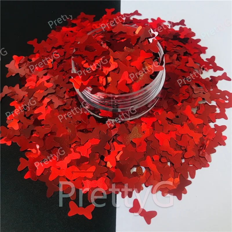 PrettyG 10mm Red Bowknots Glitter Shape Valentine's Day Glitter Sequins Glitter For Art Craft Nail Makeup Decoration Accessories