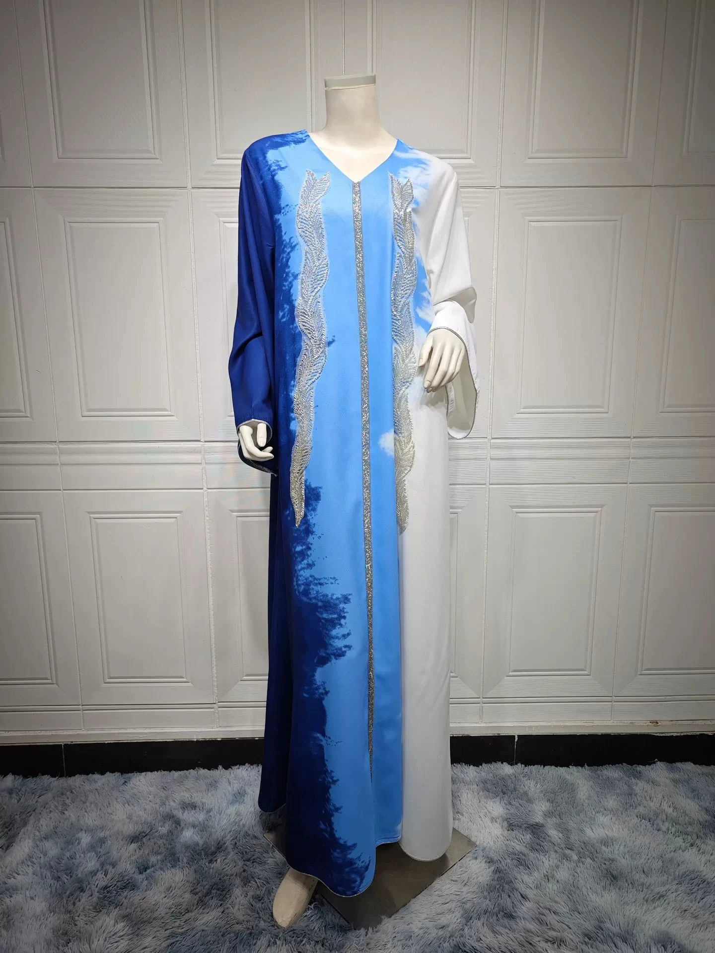2025 Middle Eastern clothing beaded embroidered Muslim dress Dubai Saudi Arabia tie-dye hot diamond robe-GZXX585