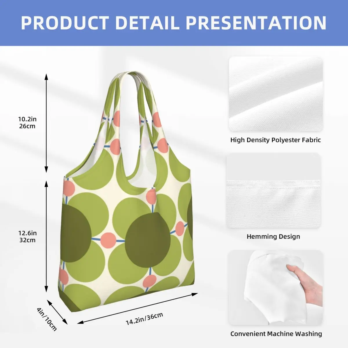 Custom Funny Flower Living Orla Kiely Shopping Tote Bag Reusable Groceries Canvas Shopper Shoulder Bags Handbags Gifts