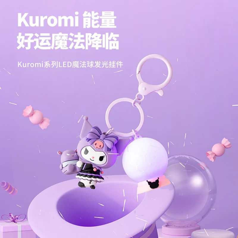 

Новинка 2023, Подлинная серия Sanrio Kuromi, светодиодный волшебный шар, светящийся кулон, подарок, новая Симпатичная модель из ПВХ, подарок для друзей