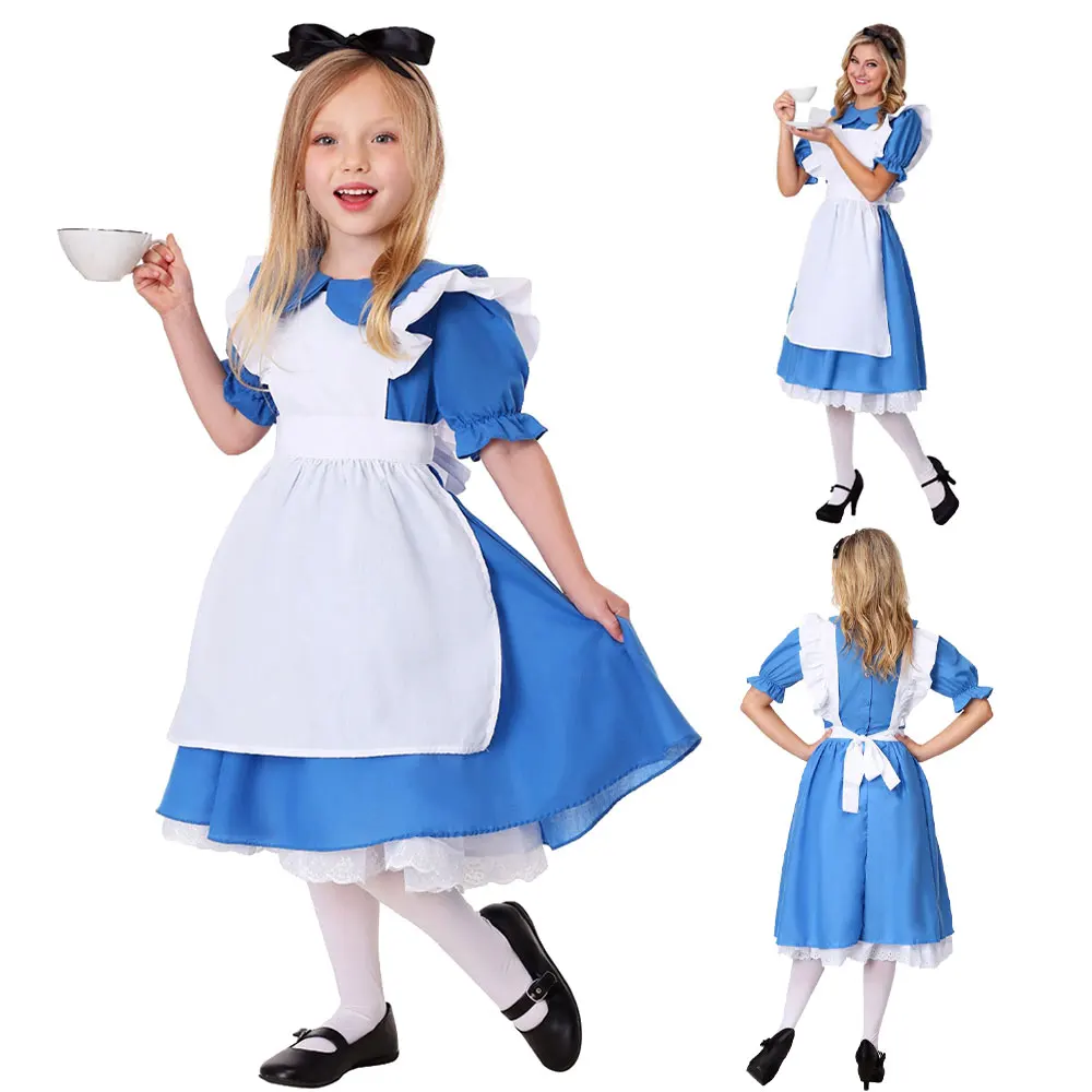 

Halloween Costume For Kids Party Lolita Maid Dress Children Girl Blue Alice In Wonderland Cosplay Alice Wonderland Costume Girls