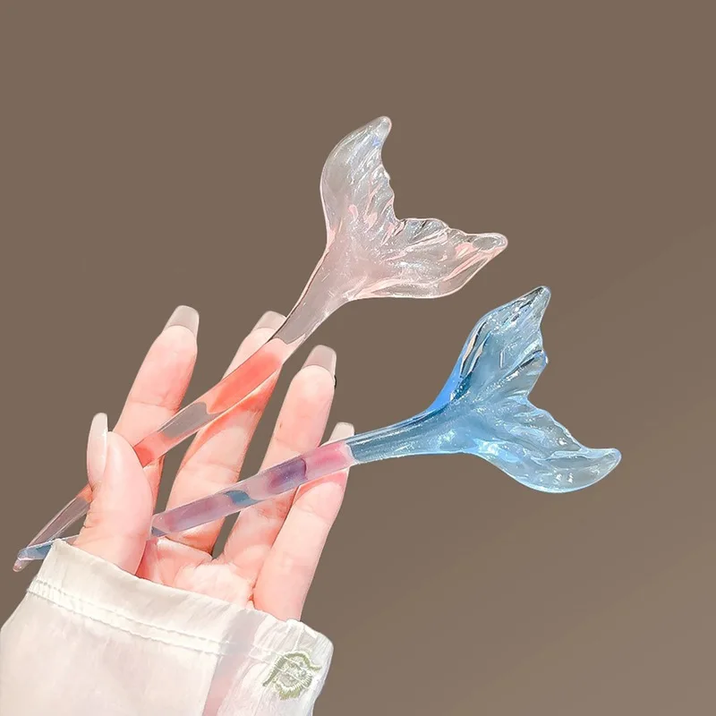 

Прозрачная синяя заколка для волос в китайском стиле с рыбьим хвостом, креативные палочки для волос, модные аксессуары для волос, винтажные женские резинки для волос, головные уборы