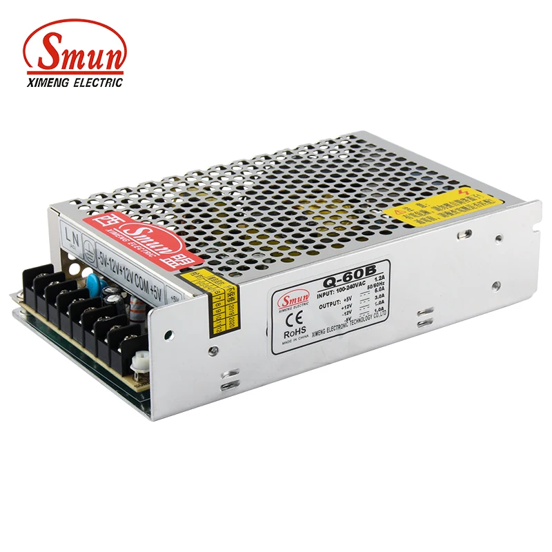 

SMUN Q-60B 60W 5V8A/12V3A/-5V1A/-12V1A Quad Output Switching Power Supply SMPS