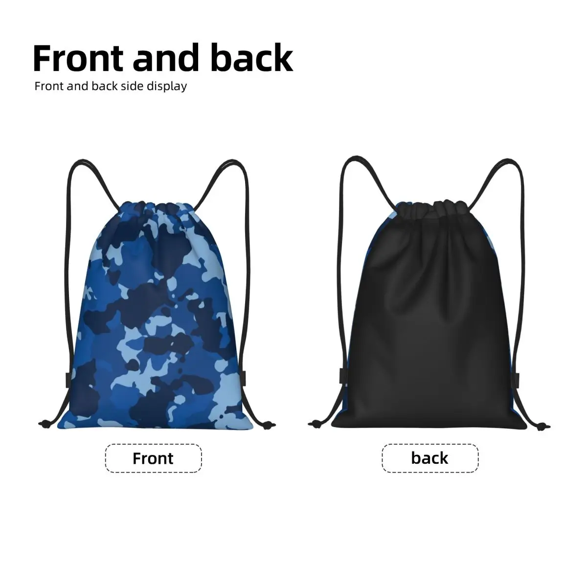 Camouflage Army Air Force Blue Drawstring Backpack Sports Gym Bag for Women Men Camo Training Sackpack