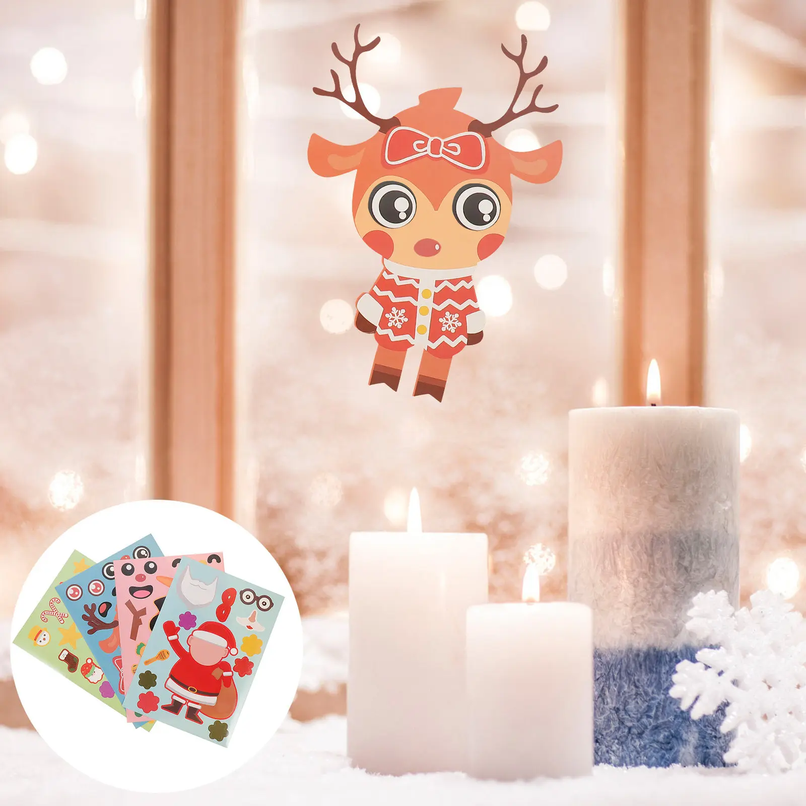 

5 шт. рождественских наклеек-пазлов с милыми мультяшными персонажами, праздничный декор, подарок для детей, наклейки-пазлы