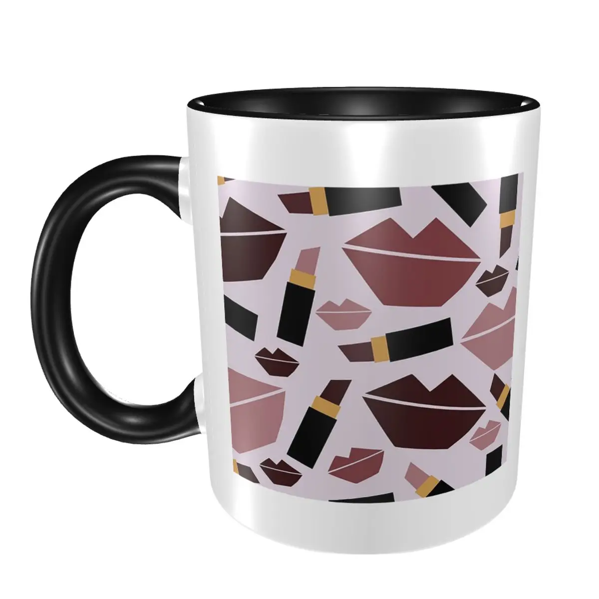 Lips And Lipsticks Beauty Pattern Mug Funny Ceramic Coffee Cups Tea Mugs Milk Cup Drinkware Gifts for Woman Man