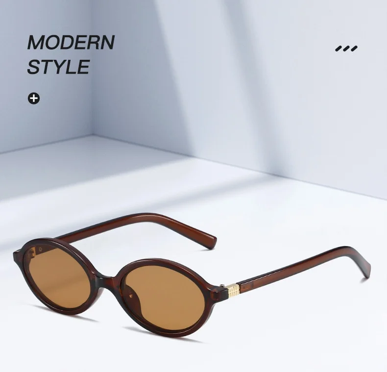 Niedliche ovale Sonnenbrille für Damen, trendige Sonnenbrille mit kleinem Rahmen, klassische Farbtöne, Luxus-Markendesign, Hipster, sexy Brillen – Detail 2
