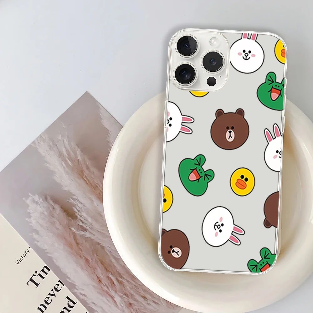 Cartoon L-LINE F-Friends Phone Case for iPhone 12 11 13 14 15 16 Max Pro Plus Transparent Soft Shell