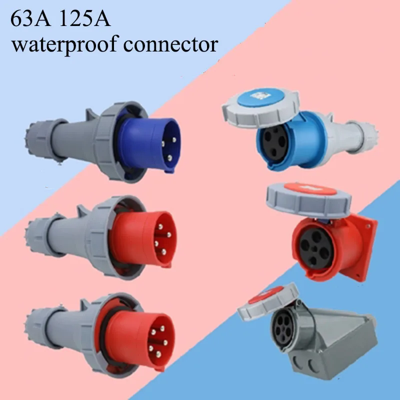 

63A 125A Waterproof IP67 Lndustrial Explosion-proof Aviation Plug Docking Socket Connector Three-phase Electric 3P 4-core 5-hole