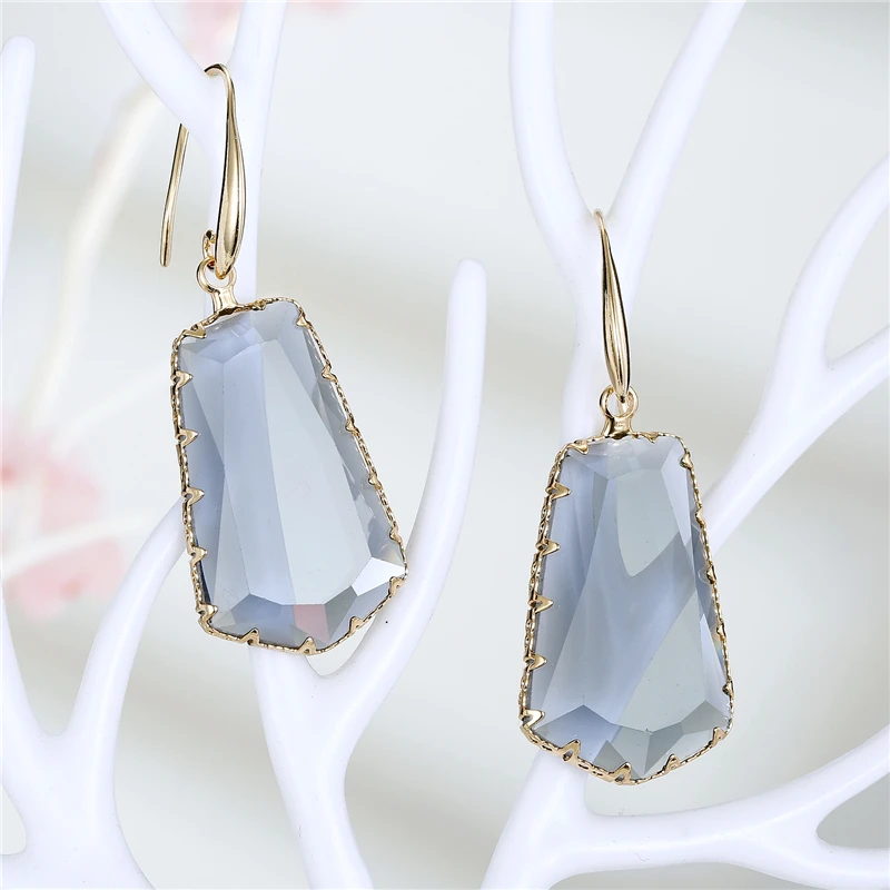 1Pair Big Statement Rhinestone Ear Dangle Earing Geometric Colorful Crystal Drop Earrings For Womens Female Jewelry Eardrop E342