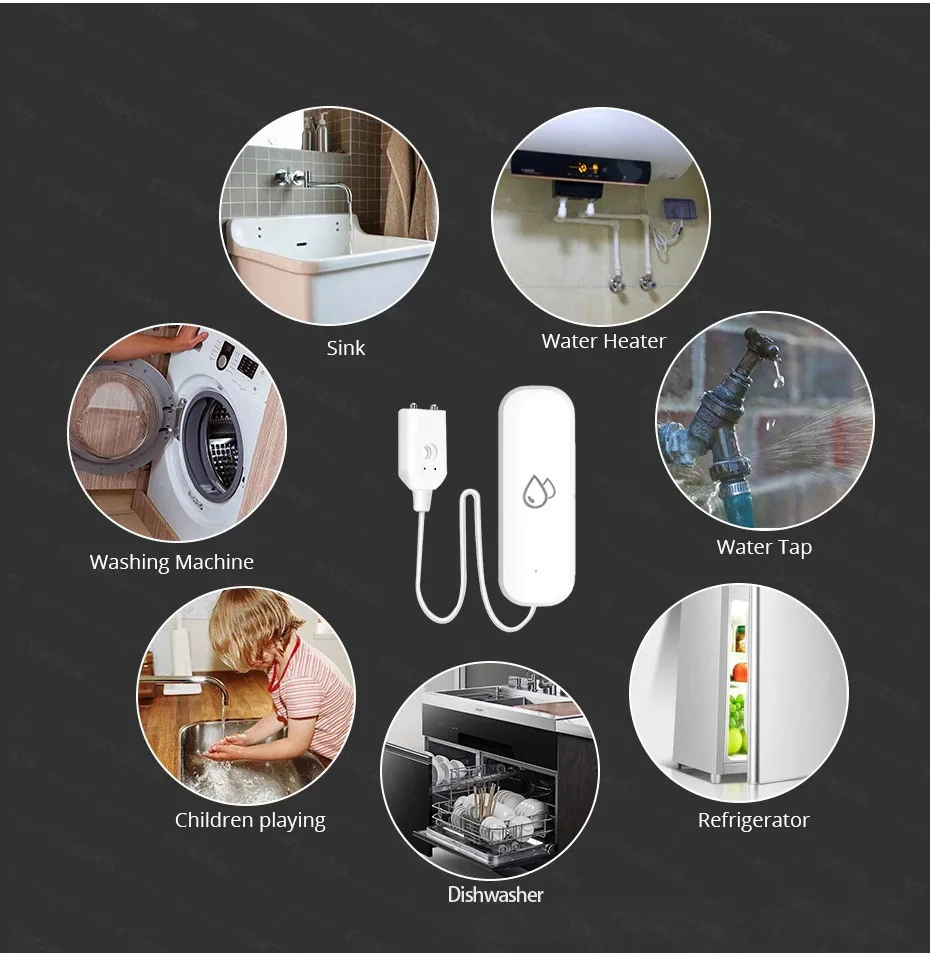 Imagem -06 - Tuya Wifi Water Leakage Sensor Smart Home Leakage Detector Automação Segurança Residencial Protection Alarm System