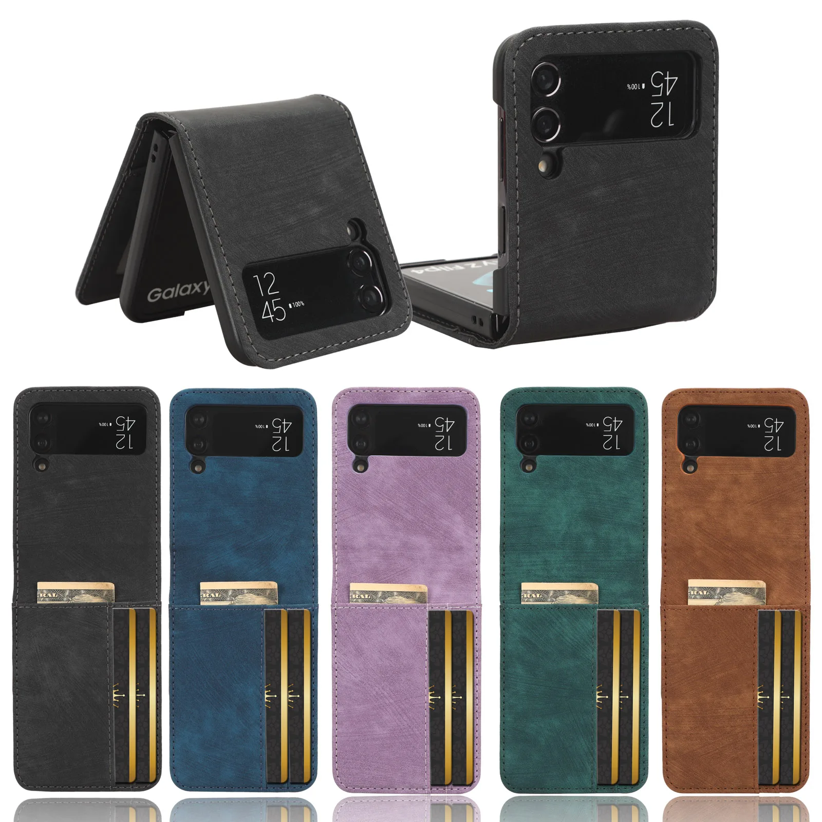 Split card insertion frame leather protection case for Samsung Galaxy Z file 3 Z file 4 stand cover for Z file 3 Z file 4