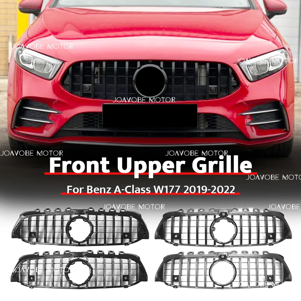 

Glossy Black Chrome Silver GTR Style Front Bumper Grille For Mercedes Benz A-Class W177/V177 2019-2022 A200 A220 A250 A35 AMG