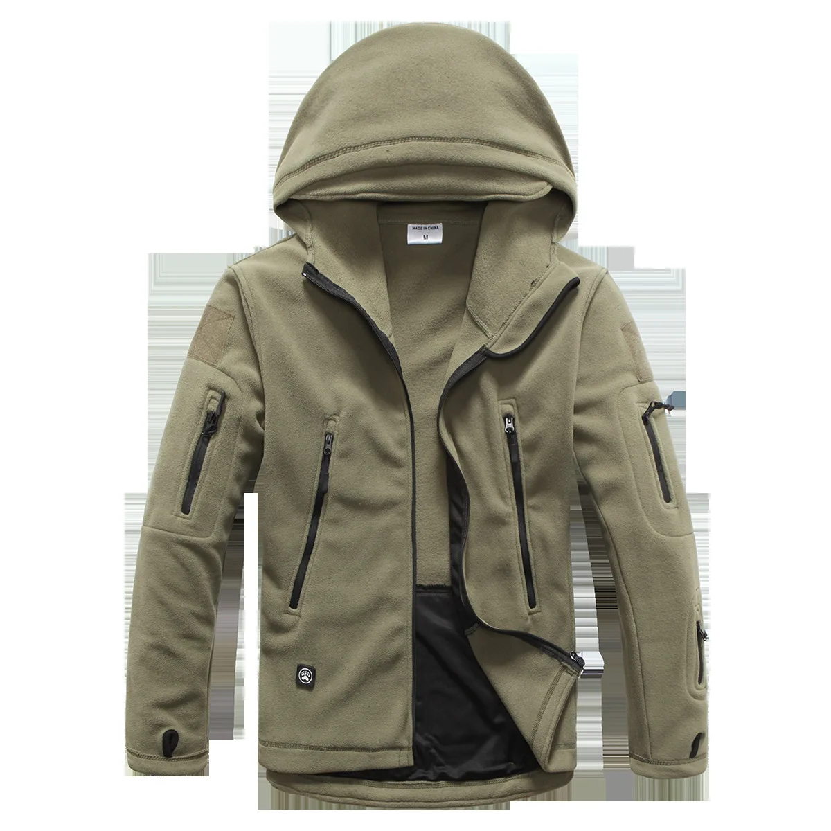 Russian Camouflage Plush Top Outdoor Mountaineering Cycling Warm Breathable Thickened Men With Hooded Trench Coat EMR