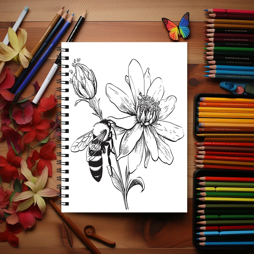 Adult Coloring Book - 8.3x 11.2 Inch 22 Page Coloring Book - Helps Reduce Stress and Ease Emotions