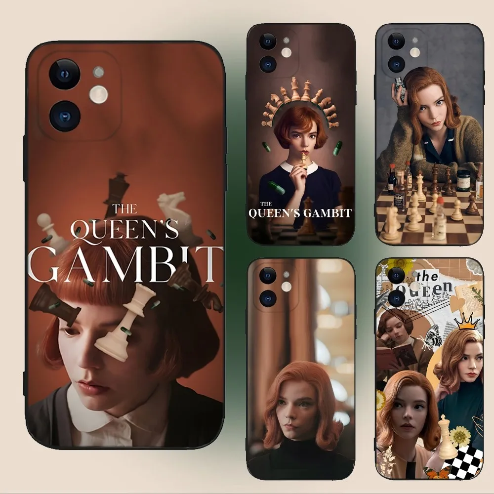 The Q-Queens Gambit Phone Case For iPhone 15,14,13,12,11,Plus,Pro Max,XS,X,XR,SE,Mini,8,7 Soft Silicone Black Cover