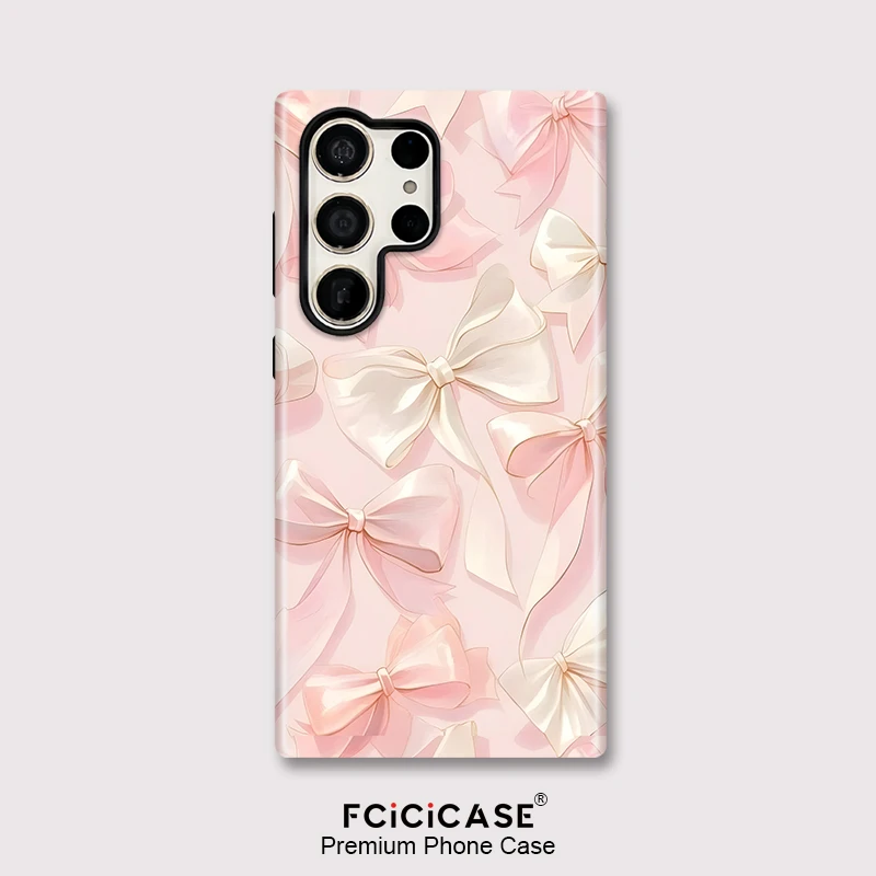 Capa de Telefone Fcicicase para Samsung Galaxy S26 Edge S26+ Ultra S 26 Plus com Laços, Luxuosa, à Prova de Choque, Acrílica, com Bumper de Camada Dupla