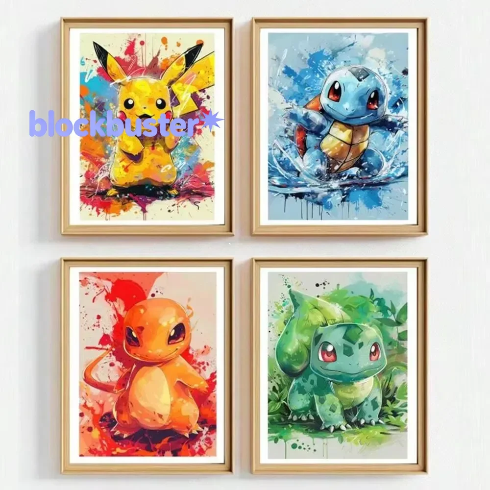 Kit de Mosaico de Diamantes 5D Sin Marco, Pokémon Pikachu Bulbasaur Squirtle, Diamantes Redondos/Cuadrados, Manualidad Creativ
