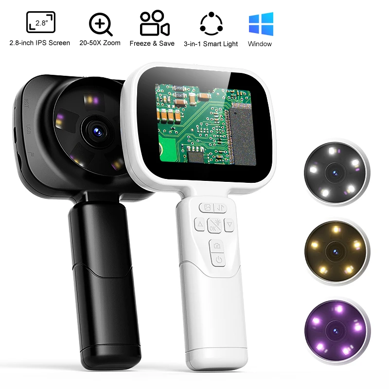 2,8" IPS Digitaler Vergrößerer 1080P HD 20–50X Zoom Einstellbare Brennweite Handmikroskop für Elektronikreparatur & Schmuck – Detail 1