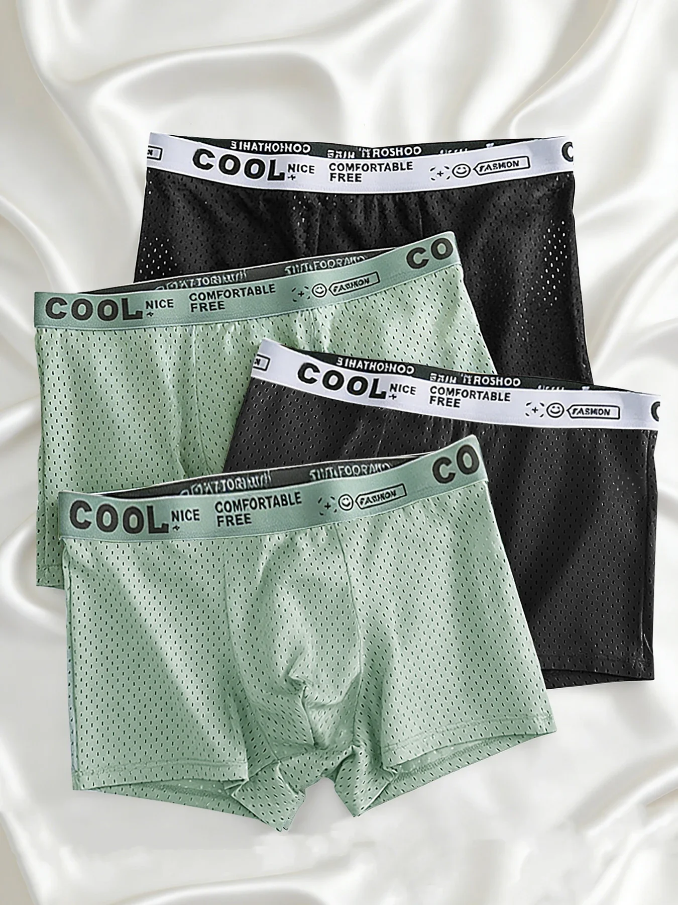 4PCS men's briefs ice silk material full mesh breathable summer essential men's briefs cool quick drying briefs combination