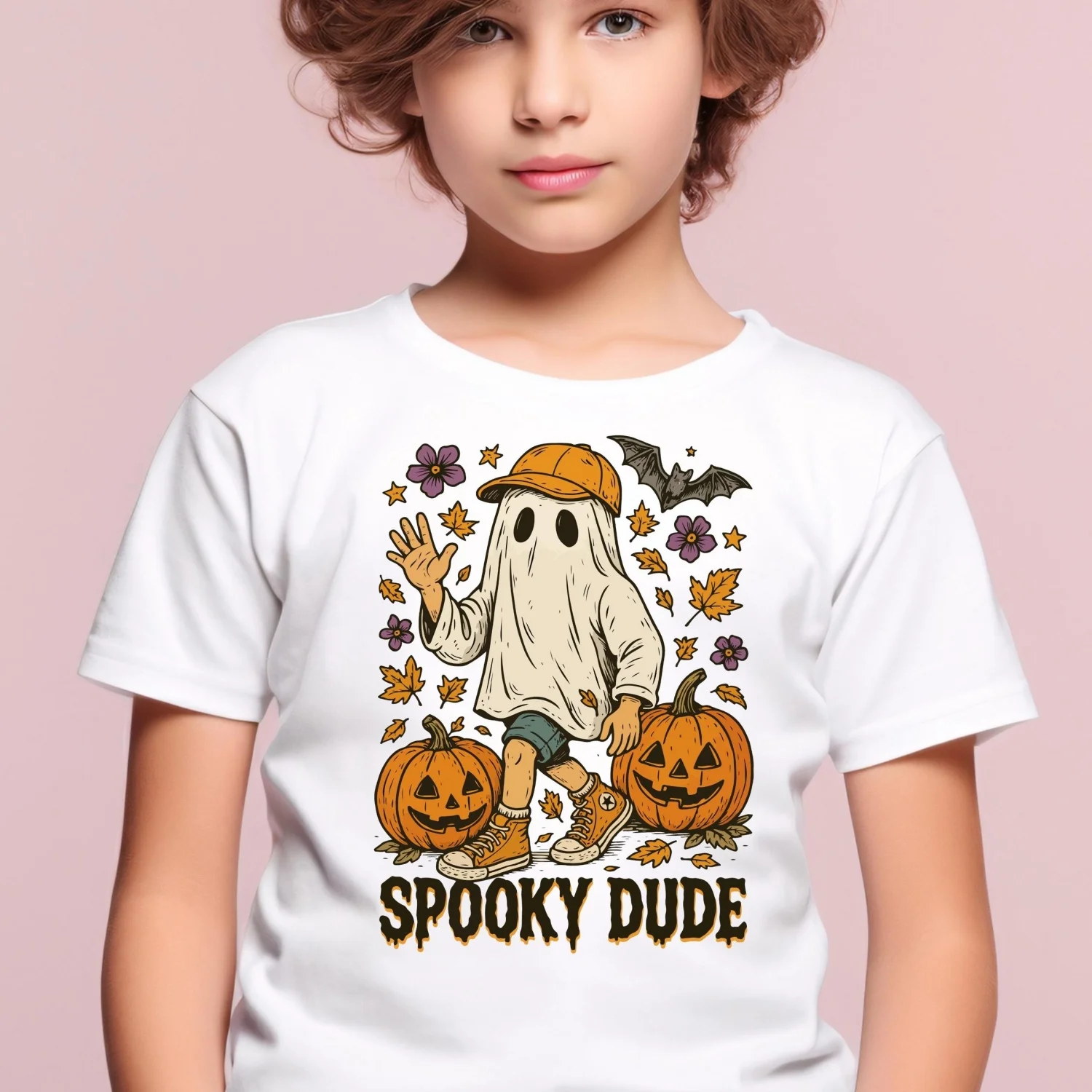 Spooky Dude Halloween Shirt Kids,Pumpkin Dude Toddler Shirt, Halloween Outfits for Boys Girls,Boys Halloween Kids Tee