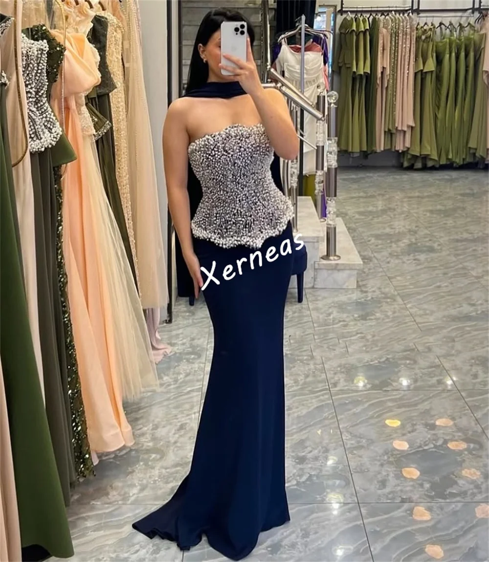تخصيص جيرسي الديكور بريق المرأة الفاخرة مساء حمالة حورية البحر فساتين طويلة مناسبة مخصصة حفلة رائعة
