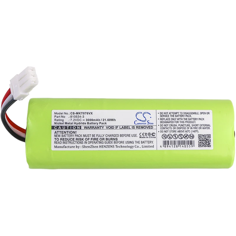 

CameronSino Ni-MH Vacuum Battery 678150-5 810534-3 For Makita 4076DWR 4076DWX 4046DW 4075DW 4076DWI Ni-MH 7.20V 3000mAh