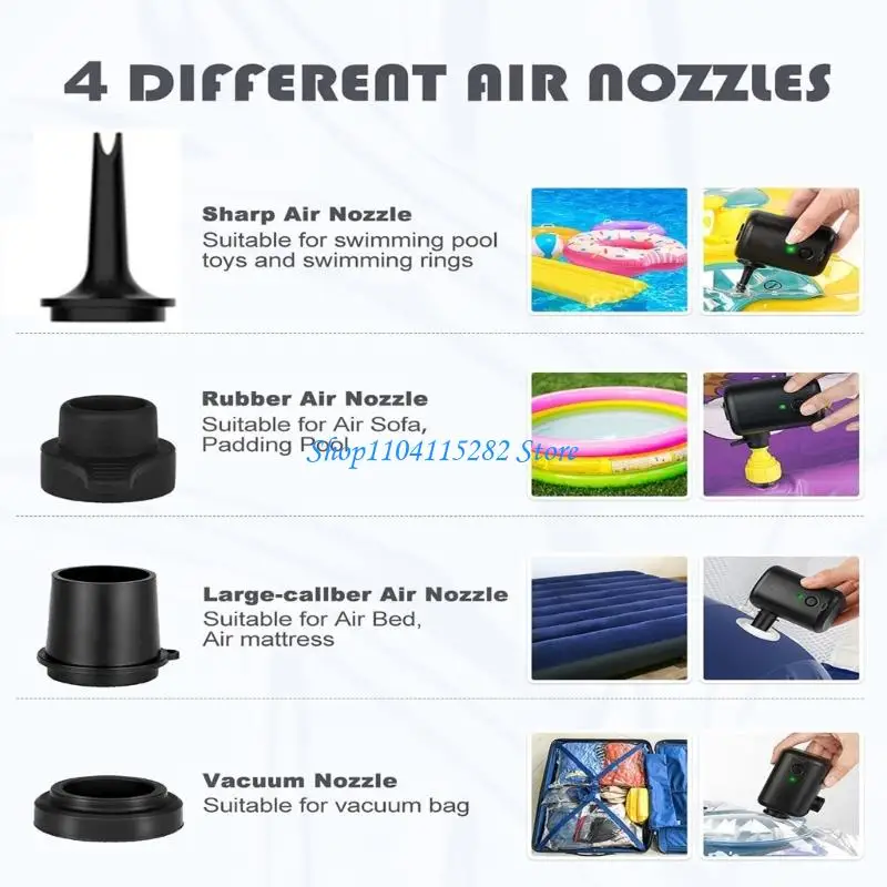 

Многофункциональные портативные воздушные насосы с 4 сопла для надувных матрасов Лодки Шины наружные надувные лодки