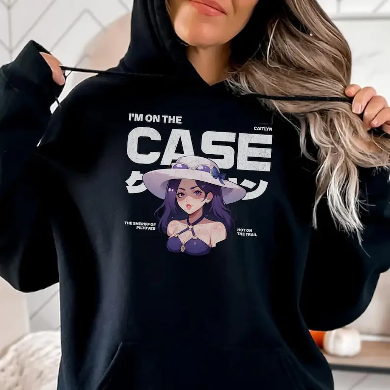 Caitlyn Hooded Sweatshirt - Caitlyn Arcane Gamer Gift Top Laner Gaming Hoodie Aesthetic Sweatshirt