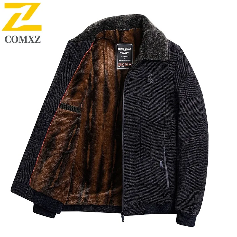 

Мужская зимняя куртка с хлопковой подкладкой для среднего возраста, утепленная теплая повседневная куртка на плюшевой подкладке с воротником-стойкой, верхняя одежда для пожилых людей