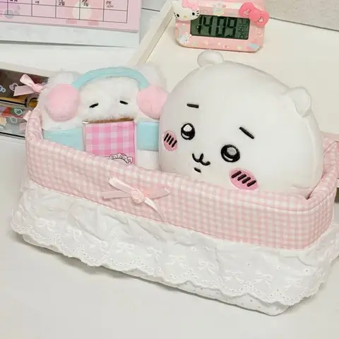 귀여운 레이스 트림 수납 바구니 데스크탑 잡화 정리함 화장품 수납 박스 다용도 가정용 수납 도구