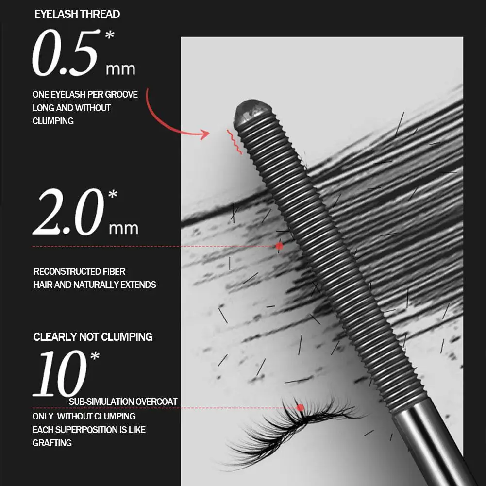 金属鉄まつげマスカラ防水シルク繊維マスカラ黒ロングカーリングまつげエクステンション非凝集目メイクアップ化粧品