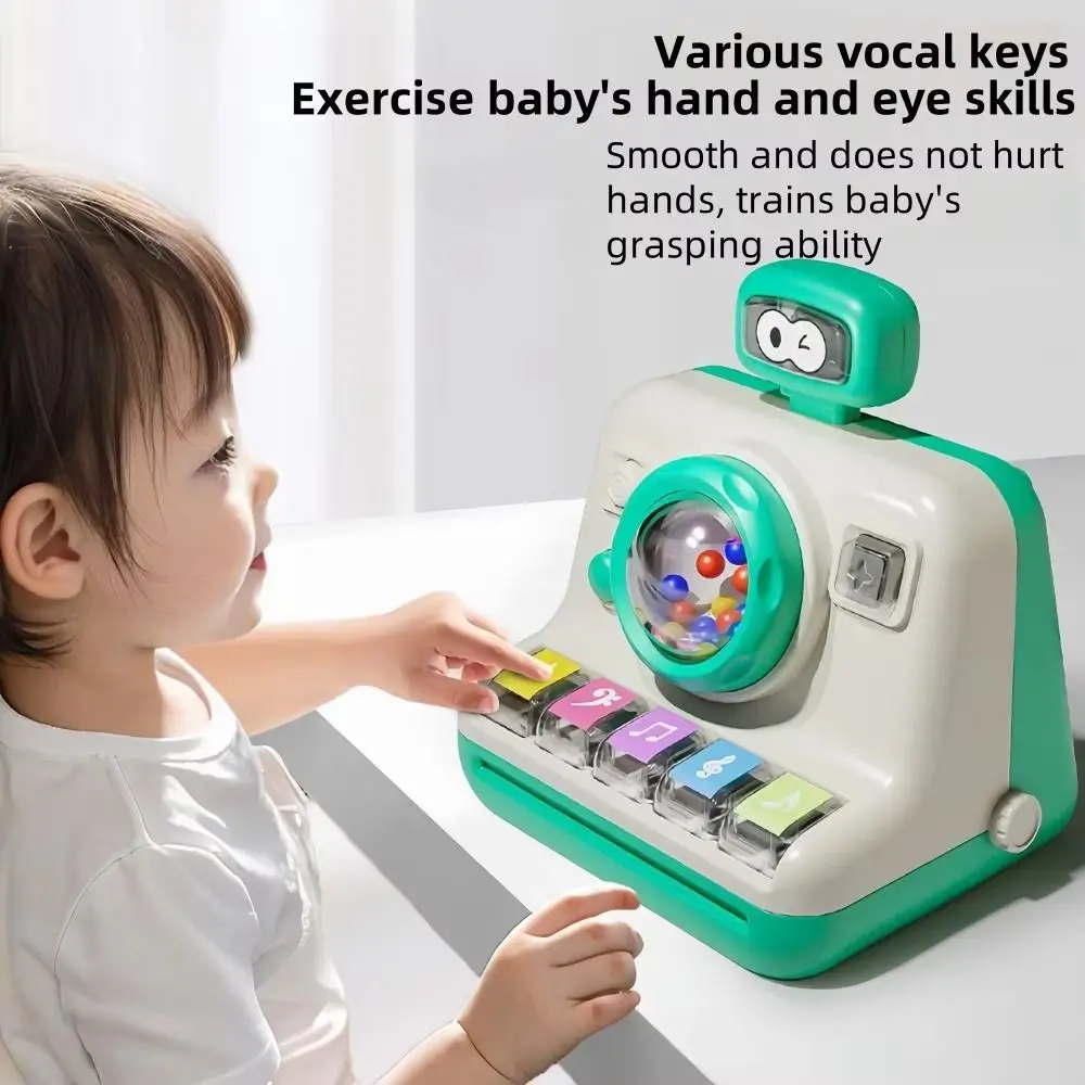 Early Education Children's Camera Piano Toy Multifunctional Rolling Ball Camera Finger Piano Toy Vocal Button Learning Music