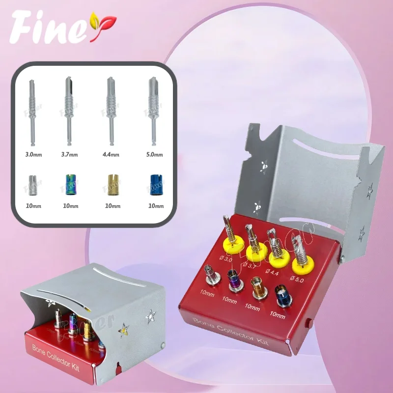 

Finer 8 шт. комплект для сбора зубных костей с пробками, сверла для зубных имплантатов, комплект сверл для позиционирования, дрель для изготовления костных чипсов