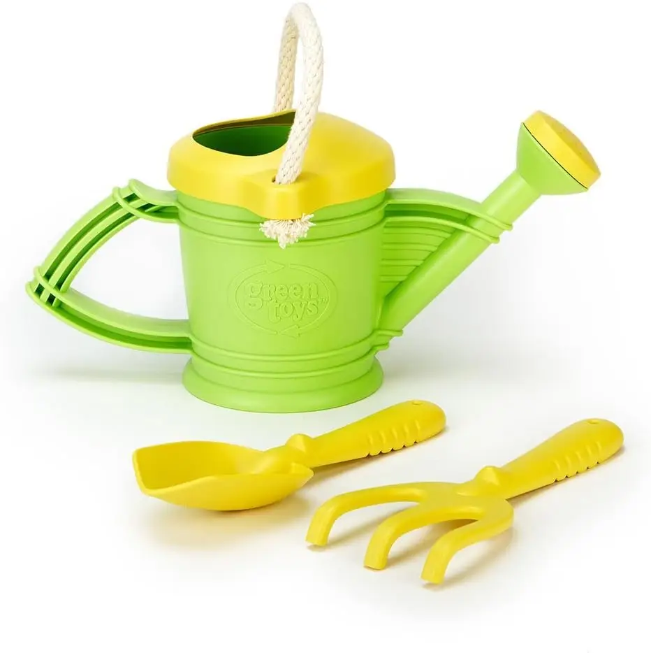 Eco-Friendly Watering Can Toy Set with Rake and Shovel, Made from Recycled Plastic, Dishwasher Safe