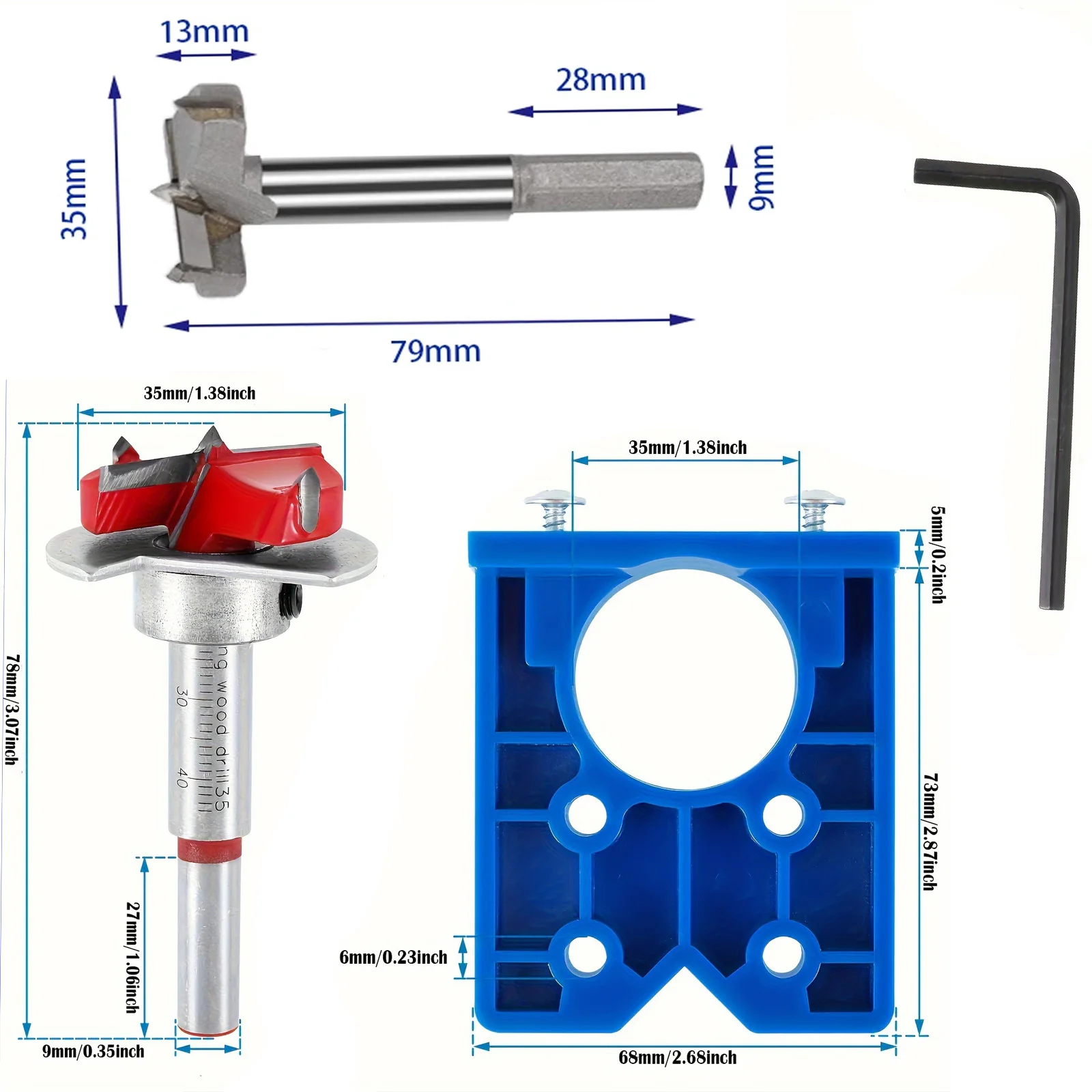 Concealed Jig Precision Hinge Drilling Bit GuideWoodworking Hinge Hole Punching LocatorFor Door Cabinet Cupboard Hinges Mounting