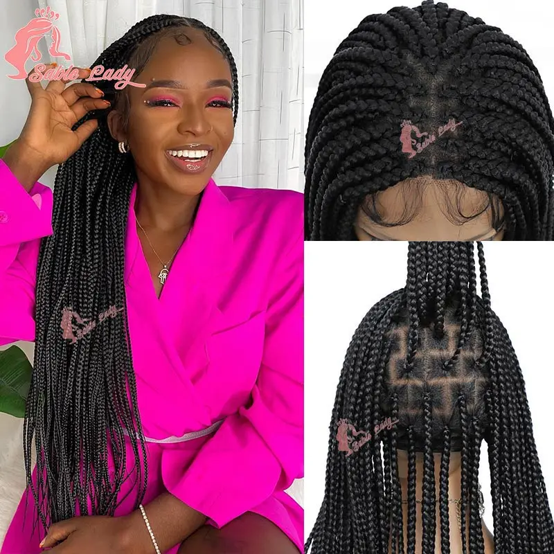 

36 Inches Long Box Braided Wigs Synthetic Full Lace Knotless Square Box Braiding Wig for Black Women Boho Daily Use Braided Wigs