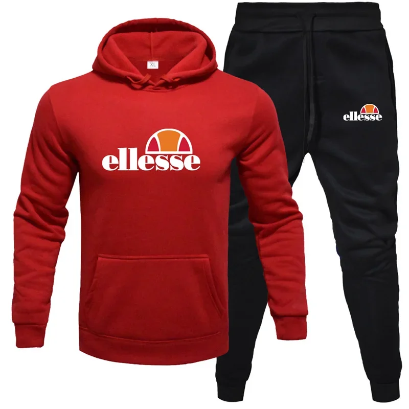 Men Luxury Hoodie Sweatshirts+Sweatpants 2-Piece Sets Male Hoody Running Trousers Suit Urban Streetwears