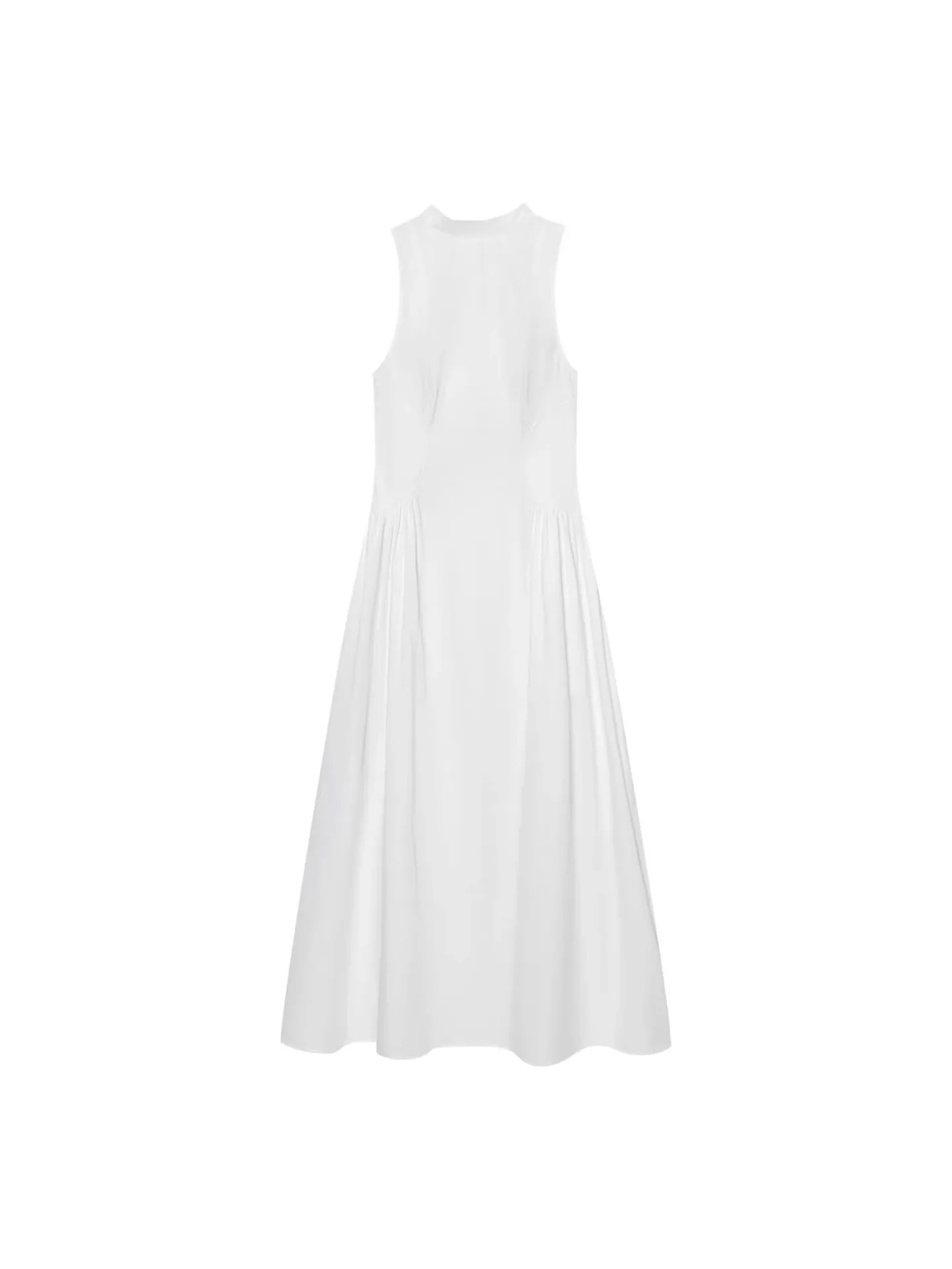 

Withered Spring New Women's Fashion Stand Up Collar Sleeveless Solid Color Backless Midi Dress