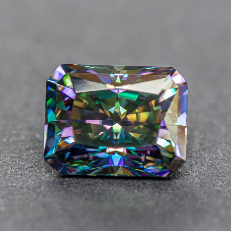 

Moissanite Stone Radiant Cut Rainbow Green Color for Jewel Making DIY Ring Necklace Earrings Main Materials with GRA Certificate