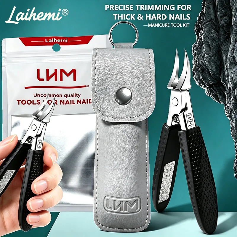 Large Nail File Design Toenail Clipper with Storage Case, Ultra Sharp Heavy Duty Toe Nail Cutter for Thick Hard Ingrown Toenails