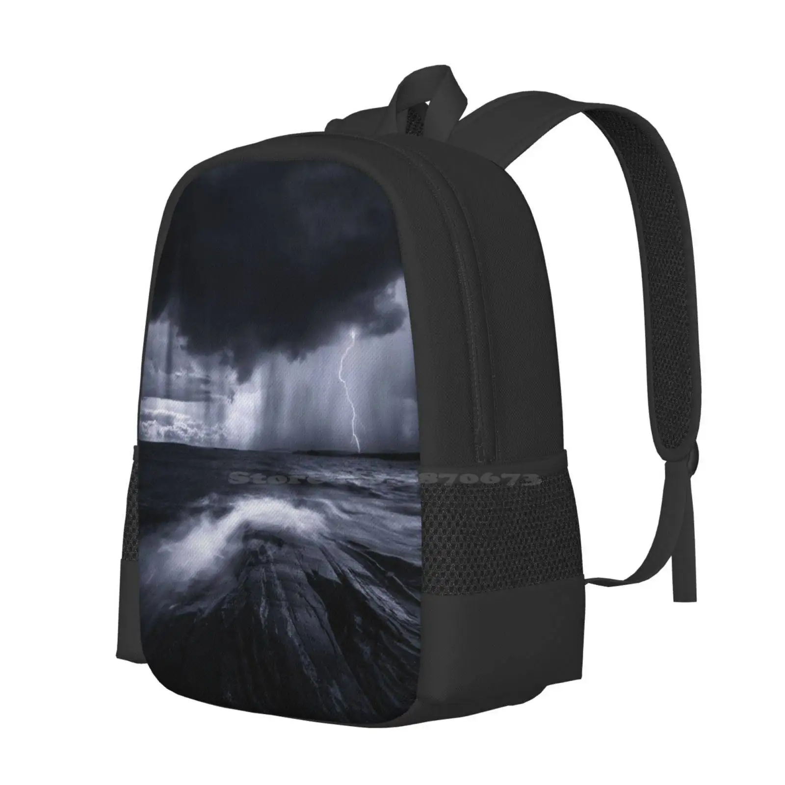 Black Waters. Hot Sale Schoolbag Backpack Fashion Bags Ocean Water Finland Mood Dark Clouds