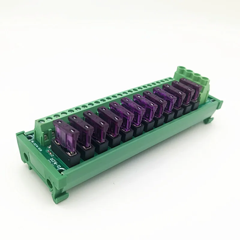 12 Position DIN Rail Mount DC Power Fuse Distribution Strip Module Terminal Block