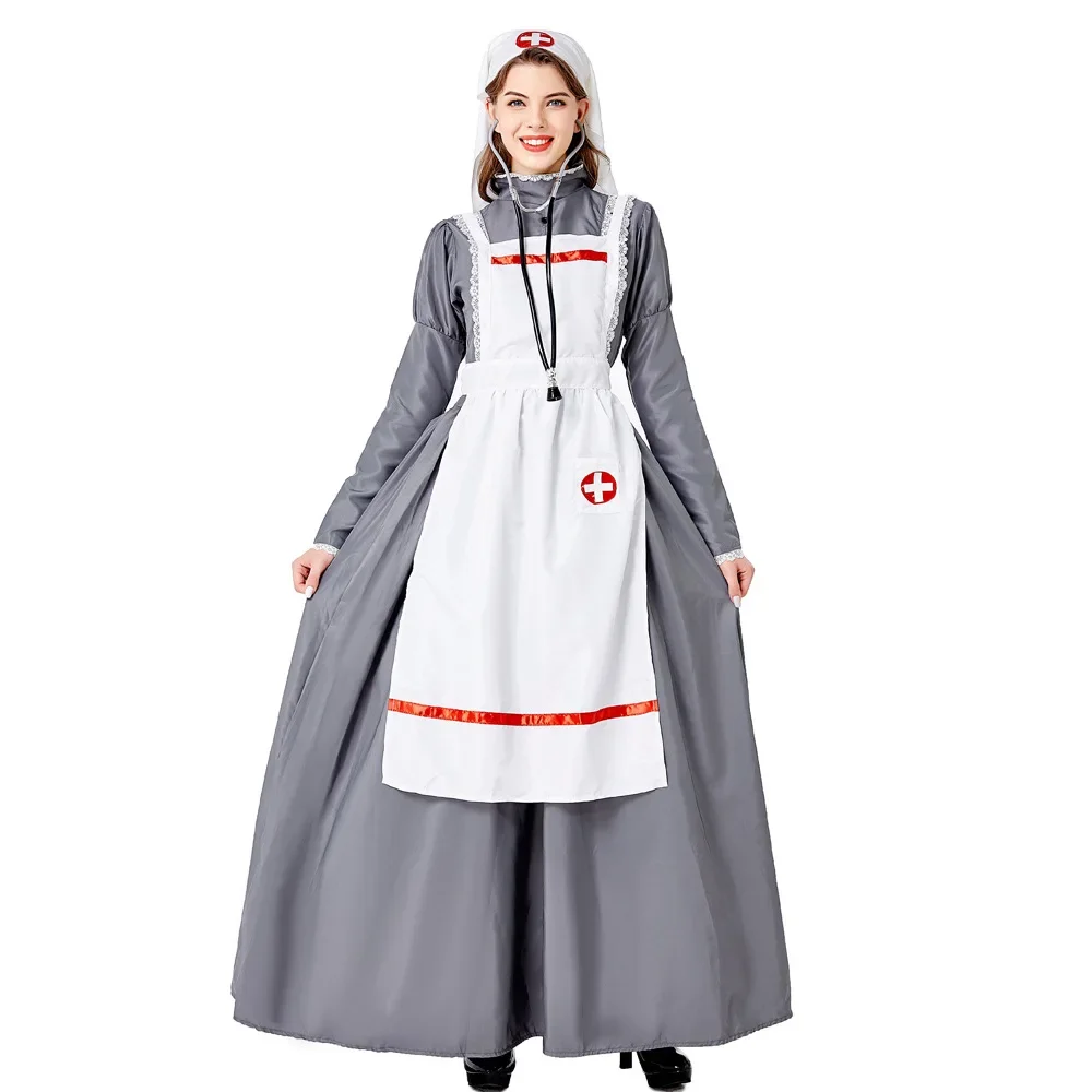 

Halloween Costume White Angel Role-play Doctor Medieval Retro Nurse Dress