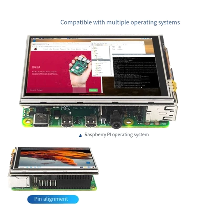 For Raspberry Pi 3.5 Touch Screen 480X320 LCD TFT Display ABS Case Cooling Fan For Raspberry Pi 4B Durable Easy Install