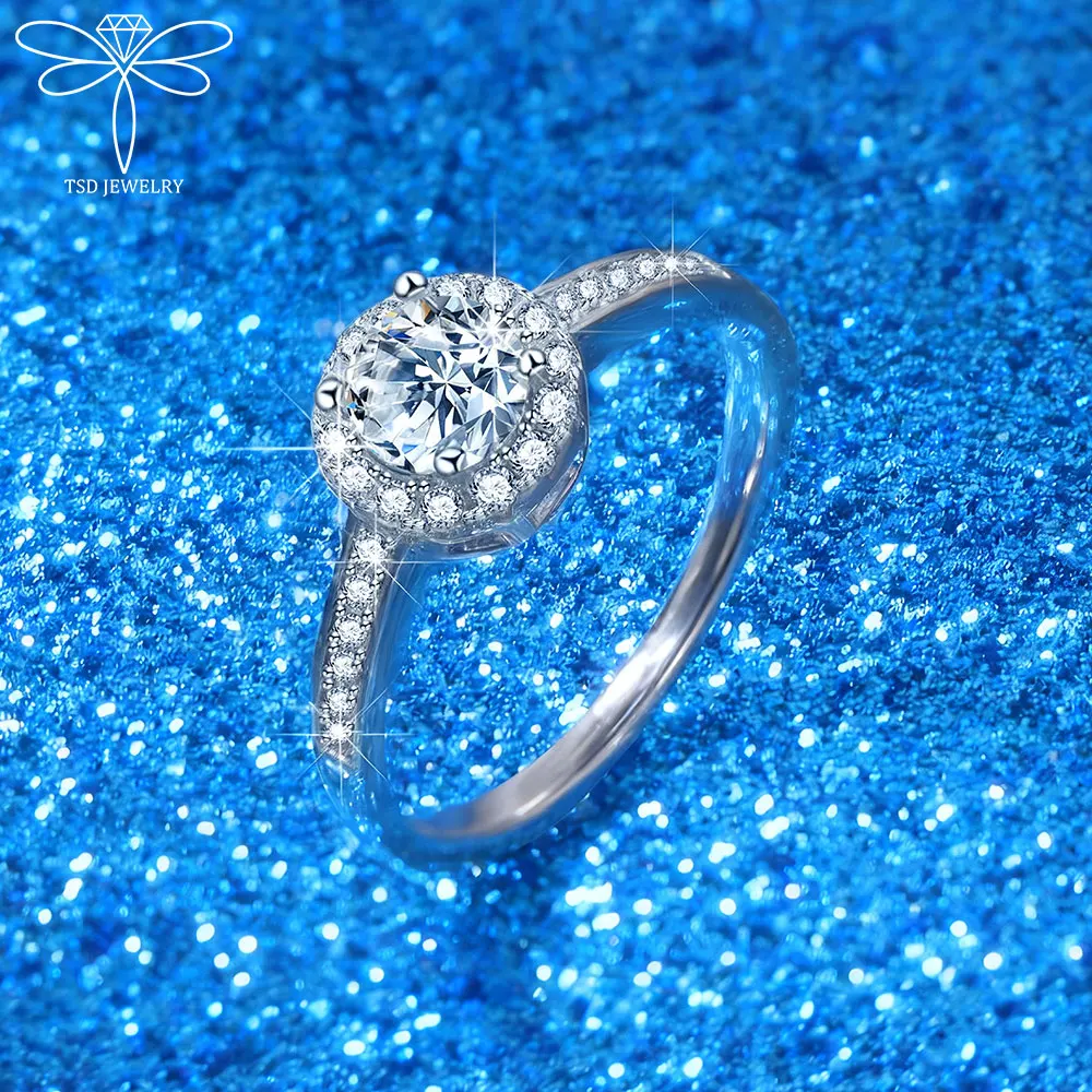 

Обручальное кольцо с муассанитом и бриллиантом 0,5 карата, кольца вечности из стерлингового серебра 925 пробы, женские свадебные ювелирные украшения